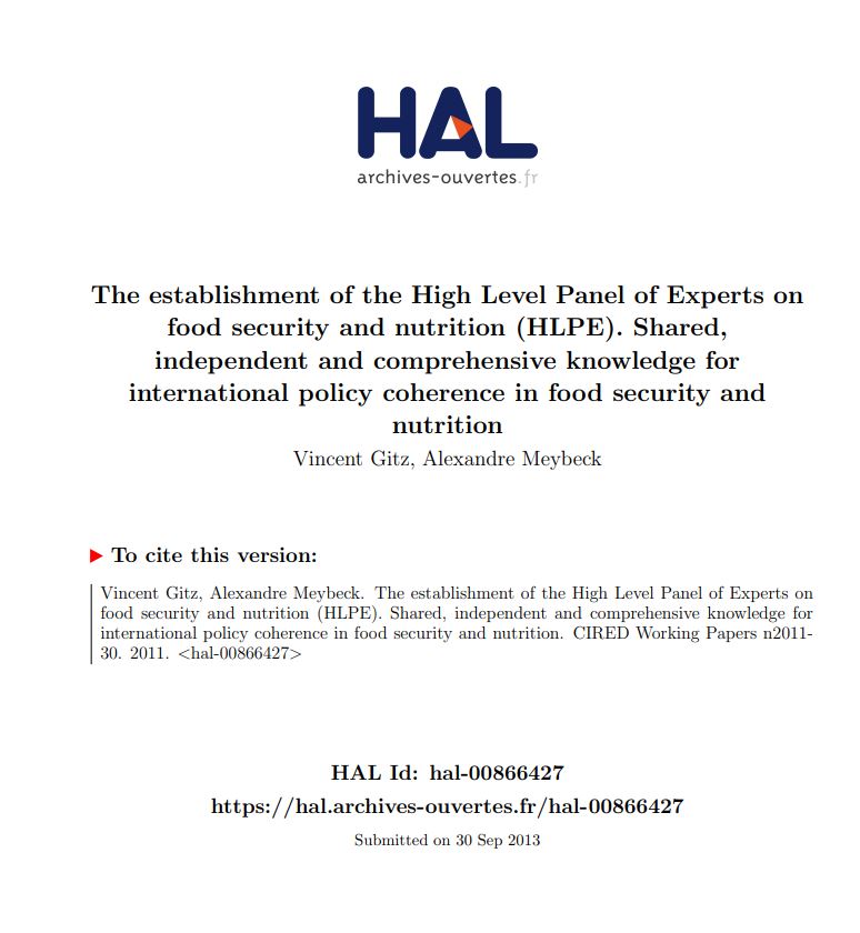 Establishemnt of the HLPE-FSN