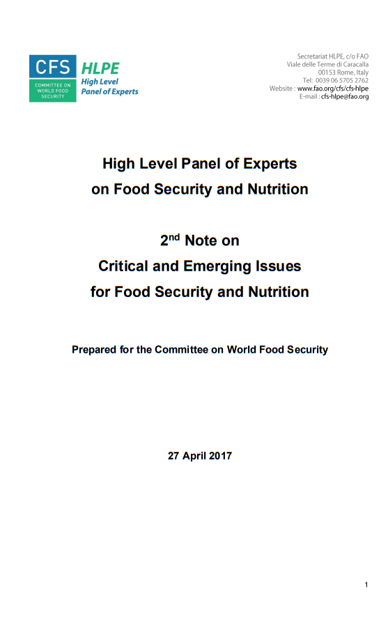 Critical and emerging issues note 2017
