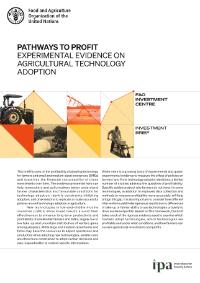 Pathways to profit - Experimental evidence on agricultural technology adoption