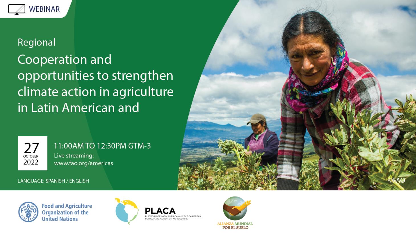 Seminar Regional Dialogue: Cooperation and opportunities to strengthen climate action in agriculture in Latin America and the Caribbean