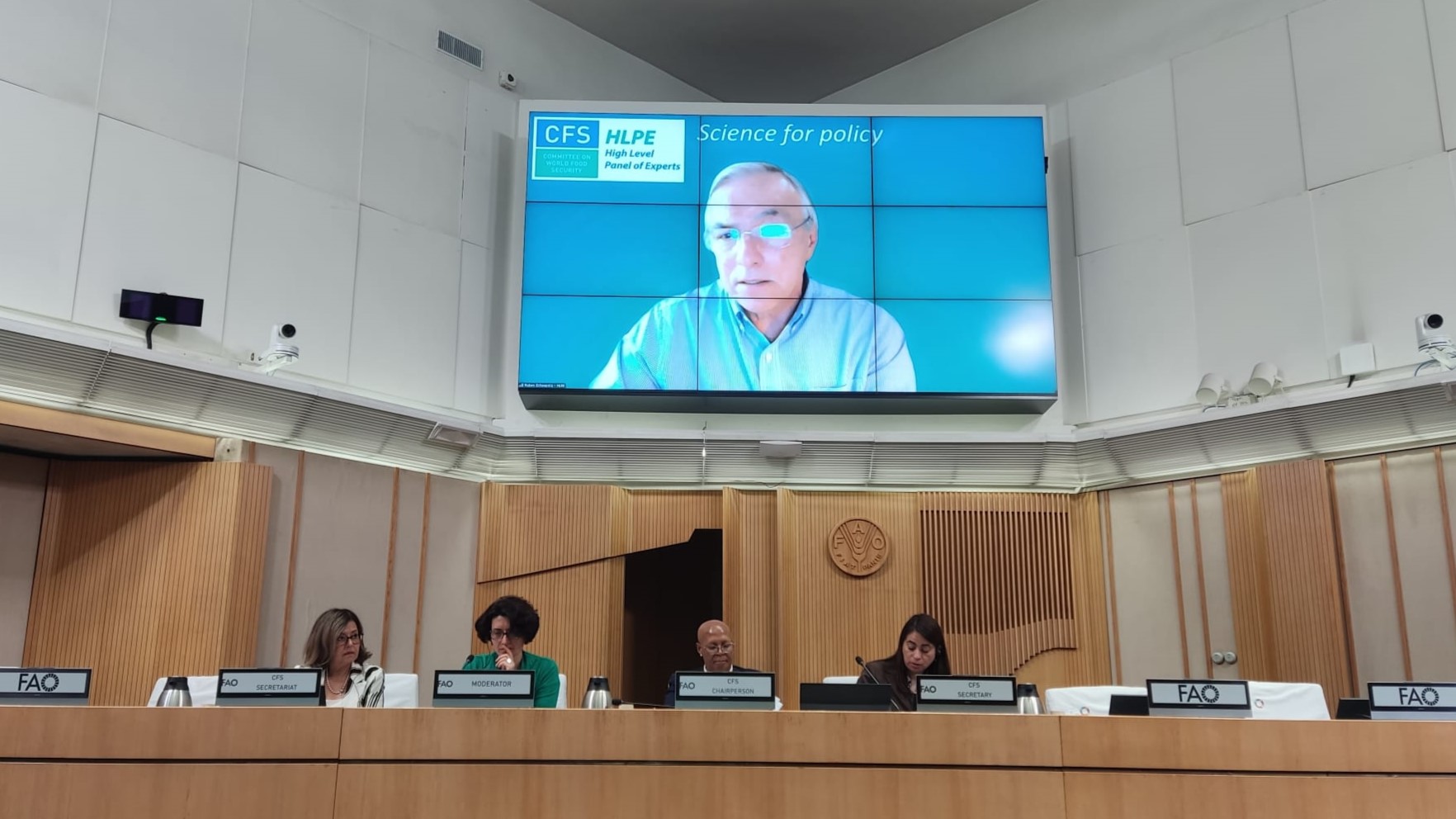 Ruben Echeverría, HLPE-FSN Steering Committee member, delivers expert presentation to CFS Collaborative Governance Dialogue on Financing Food Security and Nutrition